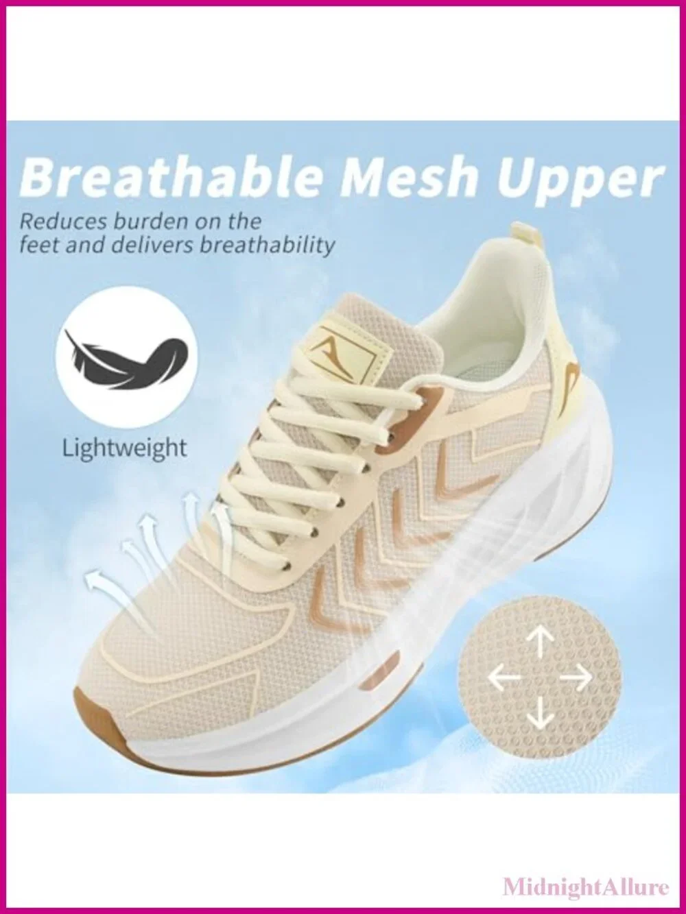 Women's Breathable Mesh Tennis Shoes Non Slip Walking Sneakers Athletic